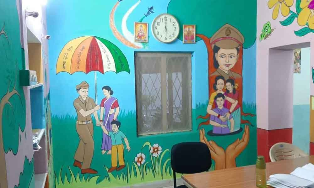 With colourful hand-painted images, the child-friendly corner in III Town Police Station to go operational  in Visakhapatnam shortly