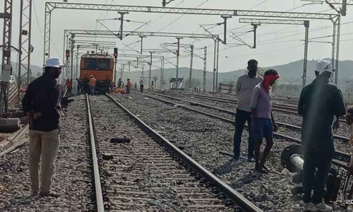 Train running in doubled line track in Guntakakal division.