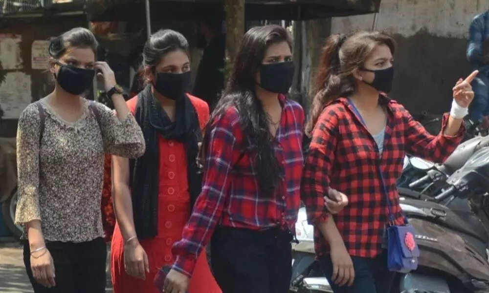 A group of girls armed with masks in Visakhapatnam