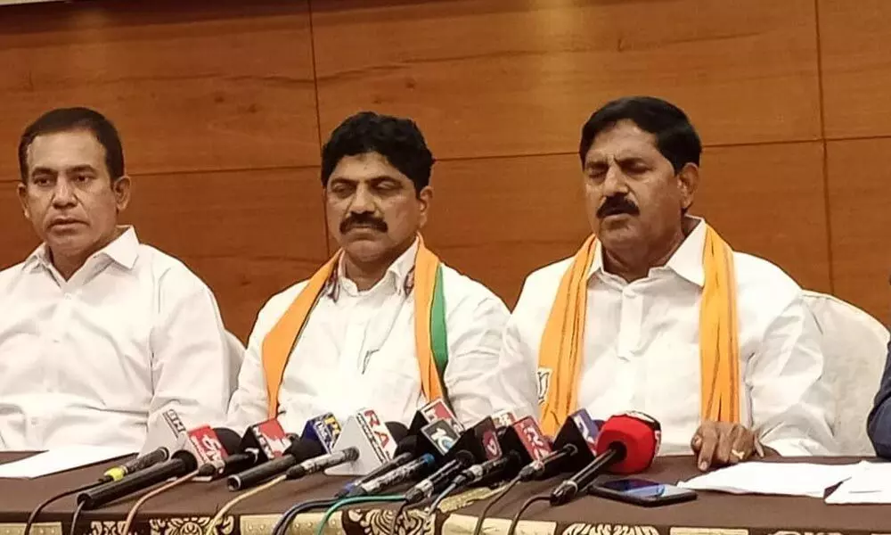 BJP vice-president C Adinarayana Reddy addressing media in Tirupati on Saturday