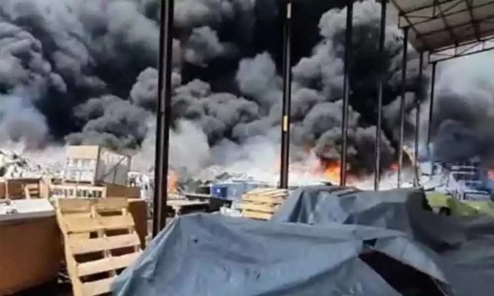 Fire breaks out in Duvvada SEZ amid short-circuit in scrap company in Visakhapatna