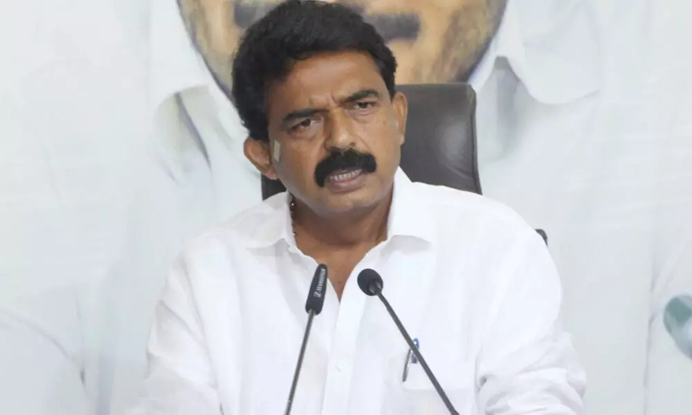 Minister for Information and Public Relations Perni Venkatramaiah ( Nani )  addressing  a press conference at YSRCP central office in  Tadepalli on Monday
