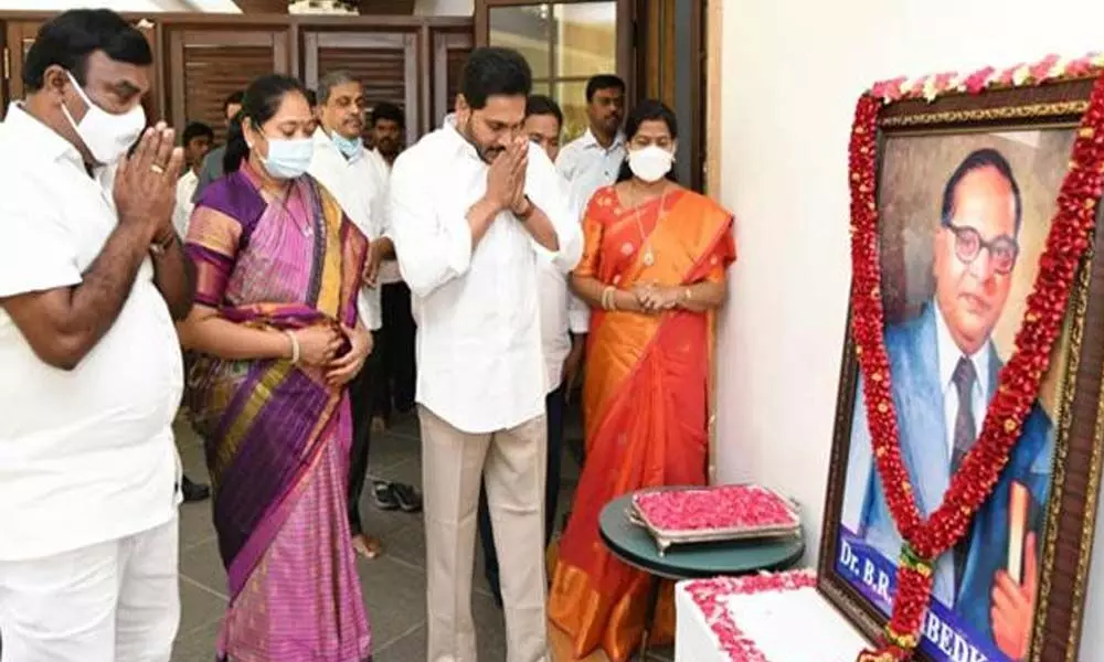 YS Jagan and other YSRCP leaders pay tributes to Dr BR Ambedkar on birth anniversary