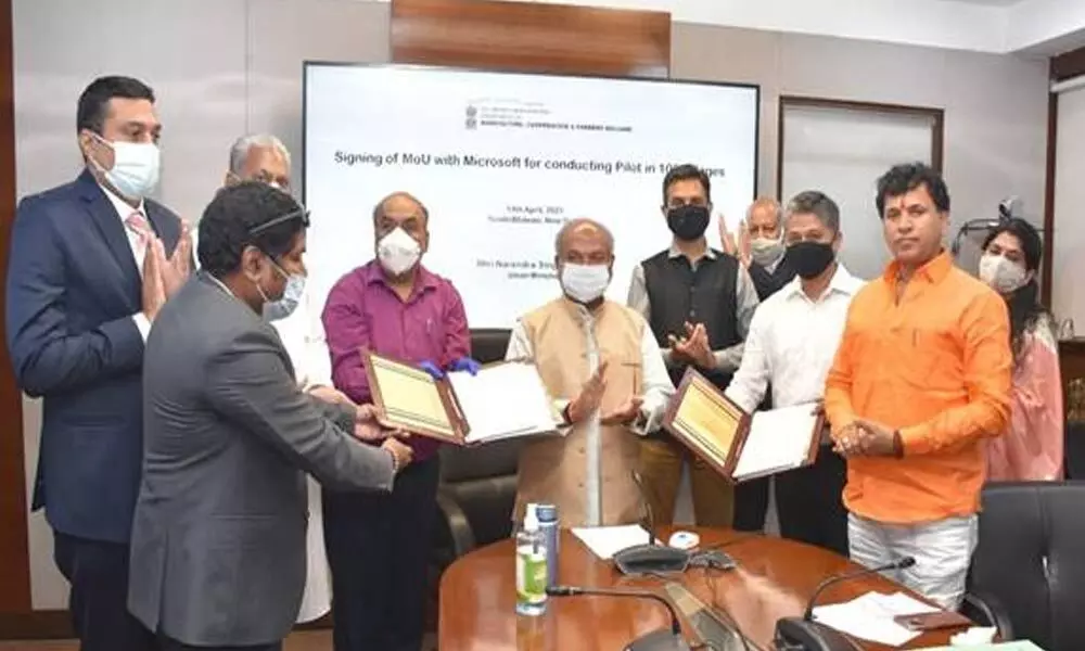 Agriculture Ministry signs MoU with Microsoft to raise farmers income in 100 villages