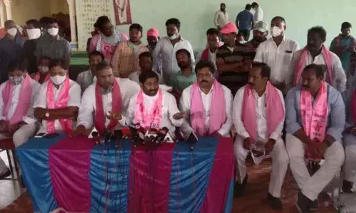 Energy Minster G Jagadish Reddy speaking at a press meet in Halia on Thursday