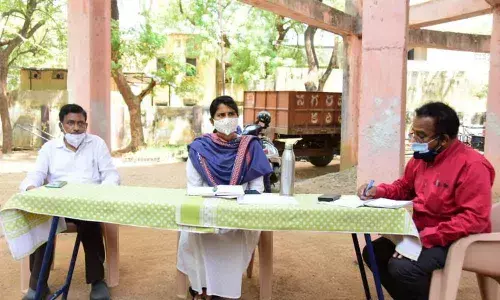 Municipal Commissioner V Kranthi speaking at a meeting in Karimnagar on Thursday