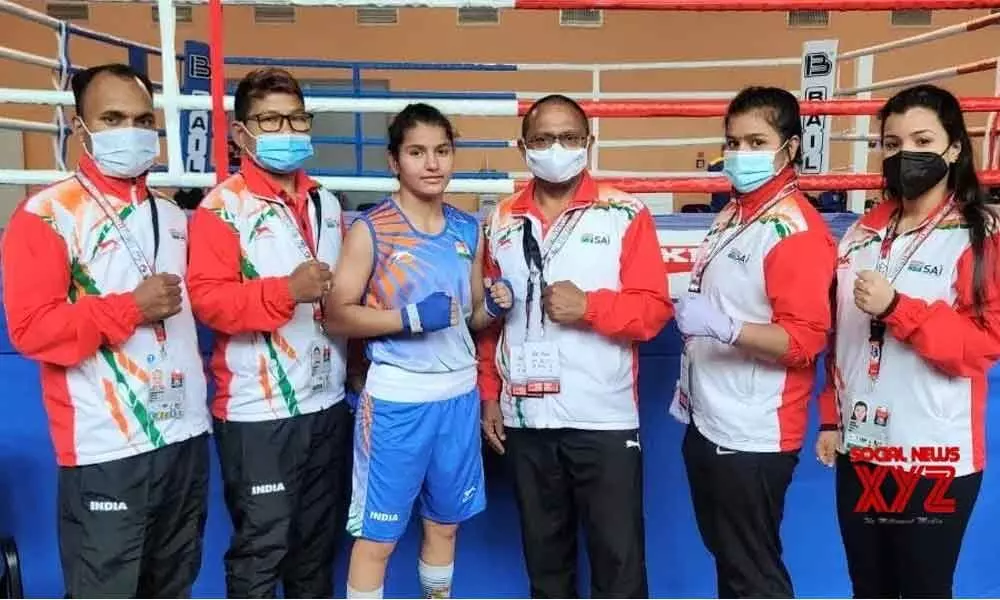 Gitika after winning her bout in 48 kg category during the AIBA Youth Men’s and Women’s World Championships in Kielce, Poland