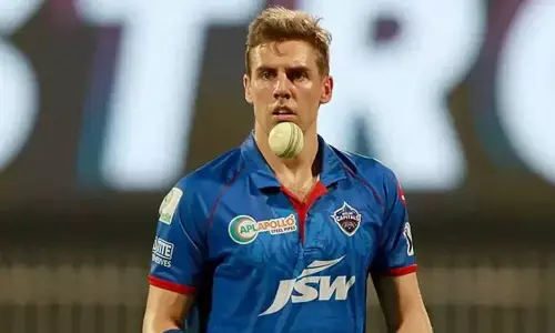 Delhi Capitals (DC) fast bowler Anrich Nortje