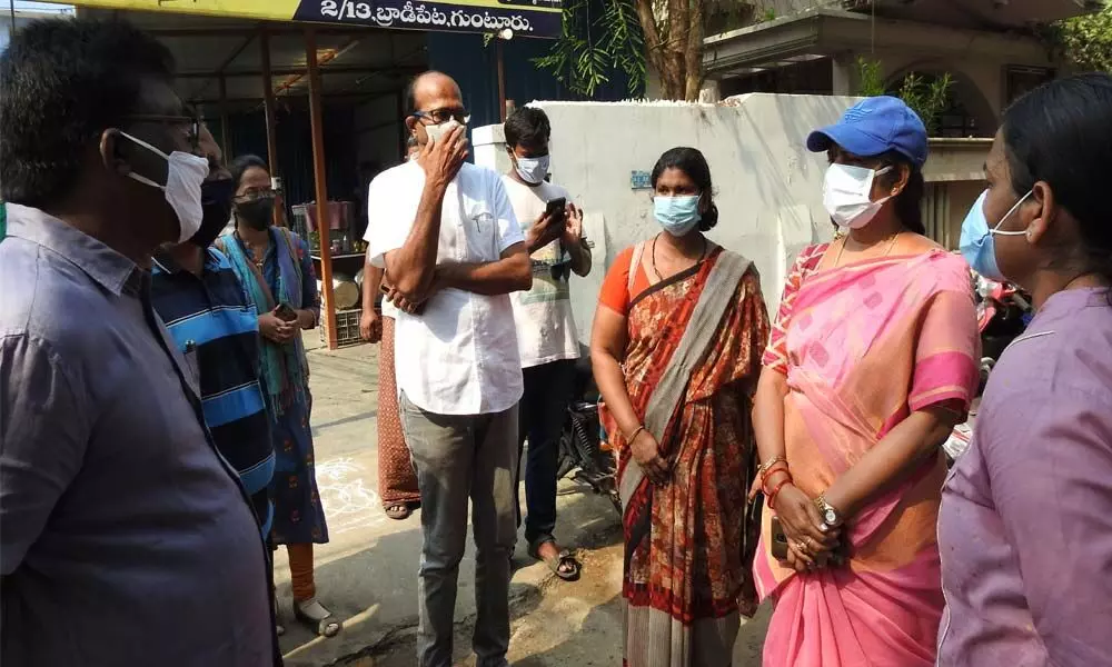 GMC Commissioner Challa Anuradha visiting Brodipet in Guntur city Tuesday