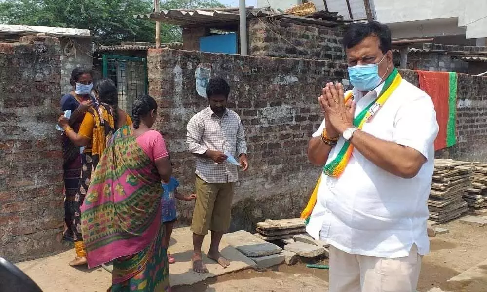 BJP national co-incharge of Tamil Nadu and former MLC Dr Ponguleti Sudhakar Reddy during campaign in Khammam on Tuesday