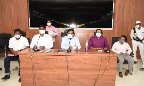 District Collector K V N Chakradhar Babu addressing a review at  the Collectorate on Tuesday