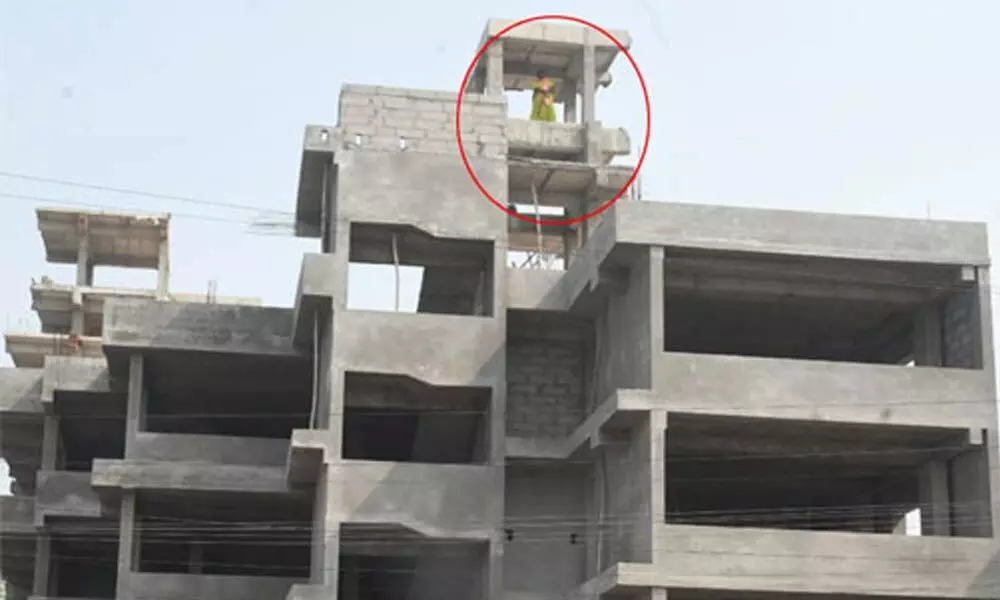 TRS worker climbs building demanding B-form for GWMC election