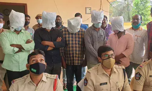 Dy SP Madhava Reddy producing accused before the media in Amalapuram on Thursday