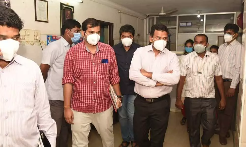 Joint Collector (Development) V Veerabrahmam inspecting Sri Maruthi hospital in Tirupati on Friday