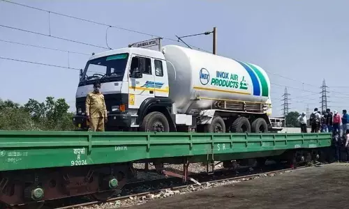 Oxygen Express train carrying 3 tankers of liquid medical oxygen reaches UP