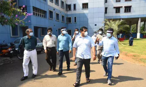 District Collector V Vinay Chand visiting VIMS hospital in Visakhapatnam on Saturday