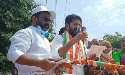 TPCC working president A Revanth Reddy campaign in Warangal on Tuesday