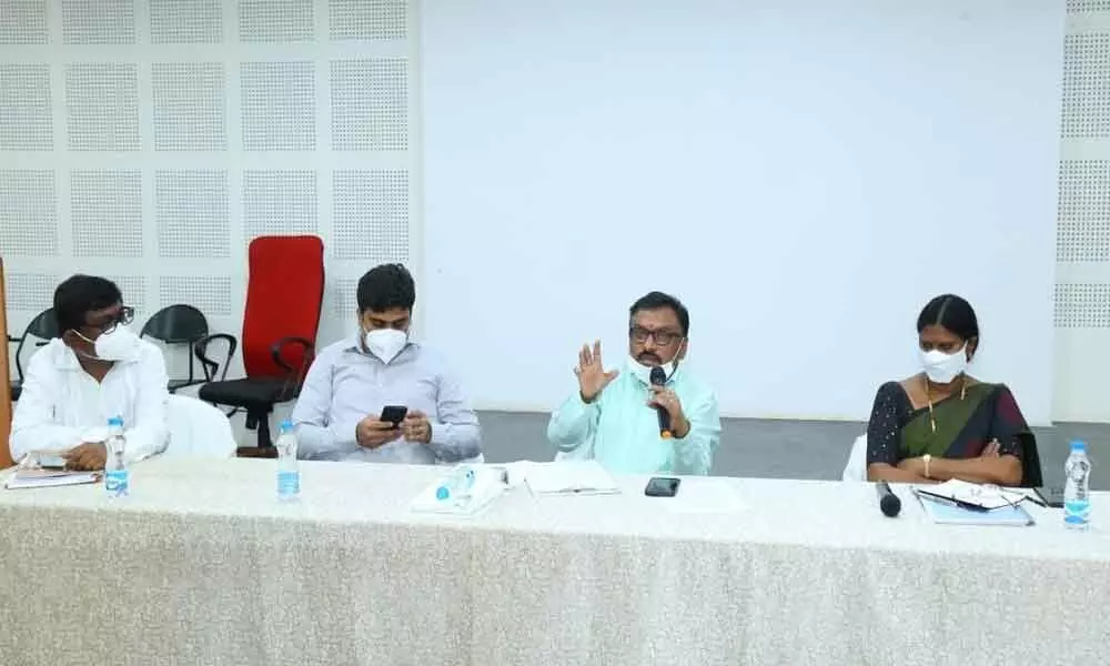 Collector Dr Pola Bhaskara speaking at an awareness programme for doctors at GGH in Ongole on Wednesday