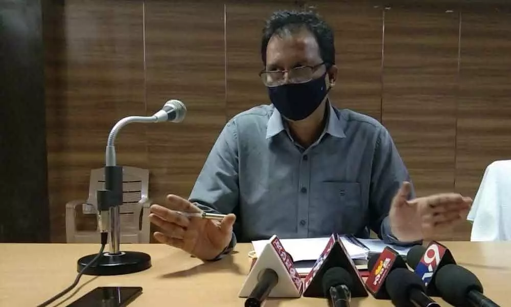 ITDA APO PVS Naidu speaking to reporters at Rampachodavaram on Wednesday