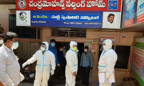 Flying squad members at Chandramohan’s Nursing home in Madanapalle on Thursday