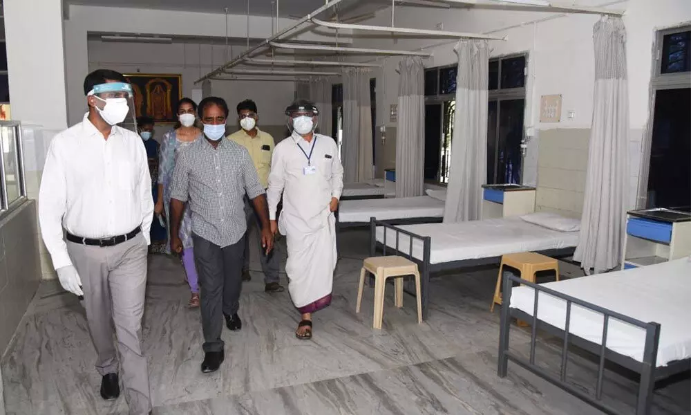 Collector M Hari Narayanan visiting BIRRD hospital in Tirupati on Saturday