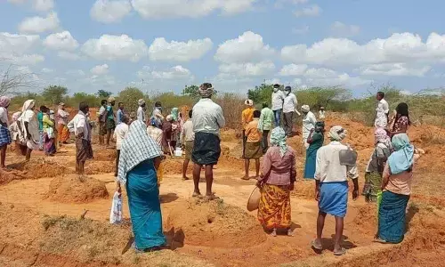 Works underway at Gollapalli village of Tarlubadu mandal in Prakasam dsitrict on Monday