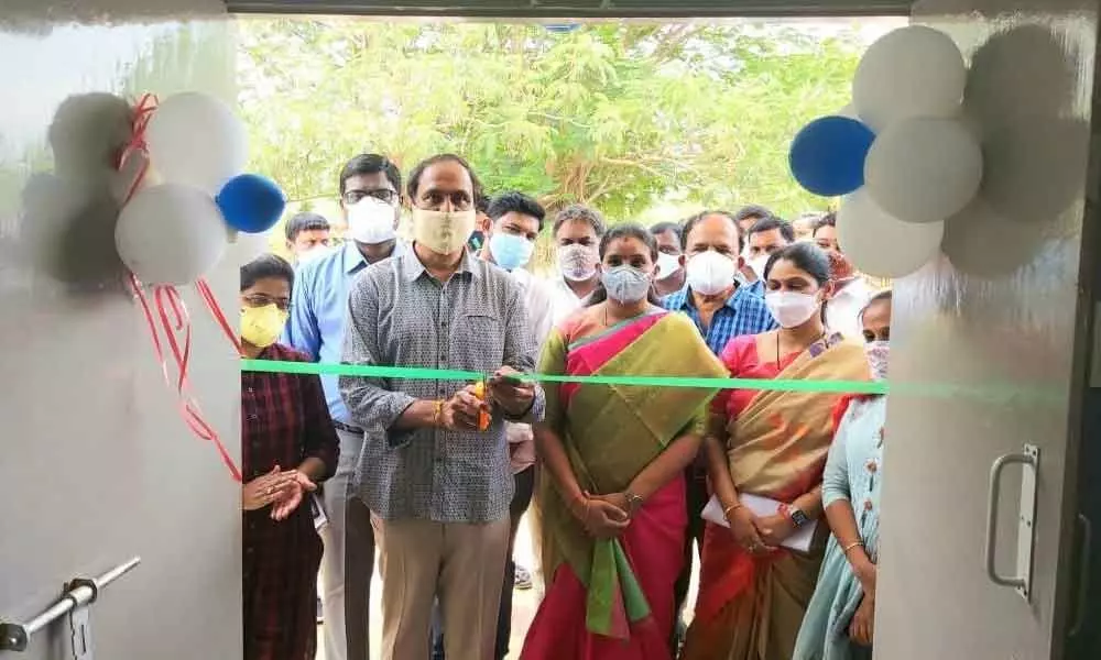 MLA Dr Sanjay Kumar inaugurating T-Diagnostic centre in Jagtial on Thursday