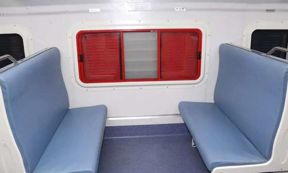 An empty train coach in Visakhapatnam