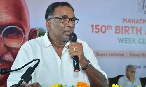 Retired Supreme Court judge Justice J Chalameswar speaking at a meeting at Vignans University at Vadlamudi on Friday