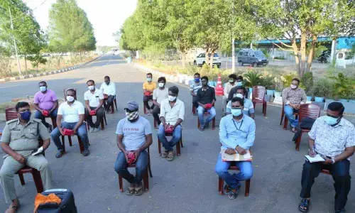 Prakasam DTC B Krishnaveni speaking with owners and drivers of ambulances in Ongole on Monday