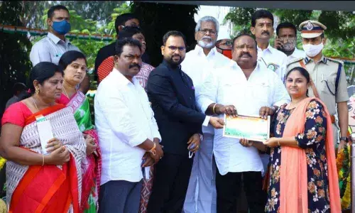 Nurse E Sushma receiving Best Nurse award during Republic Day celebrations in Karimnagar (File photo)