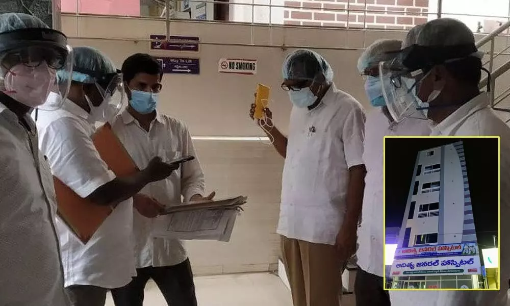 District flying squad collecting details from the hospital staff in Ongole on Thursday