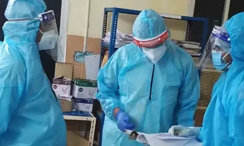 SCCL Director N Balaram inspecting Covid ward in Ramagundam on Sunday.