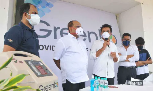 Minister KTR and Chief Secretary Somesh Kumar received 200 oxygen concentrators by the leading renewable energy firm Greenko in Hyderabad on Sunday