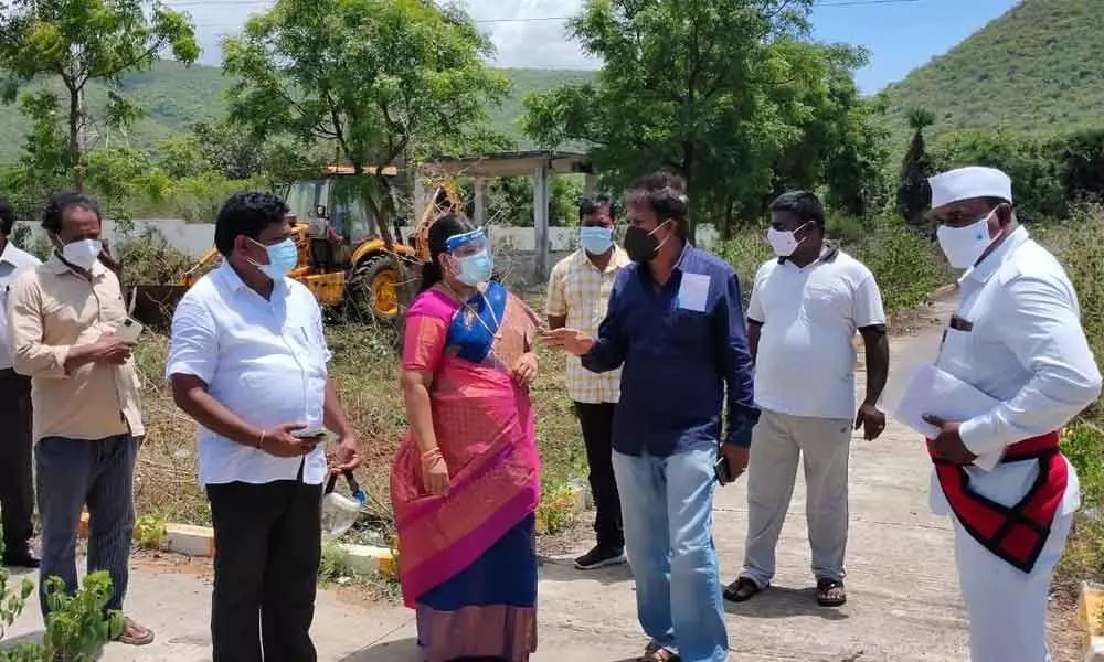 GVMC Mayor Golagani Hari Venkata Kumari visits Ramakrishnapuram crematorium in Visakhapatnam on Monday