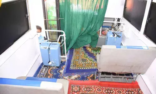 Bus with oxygen concentrators arranged for Covid-infected in Nellore