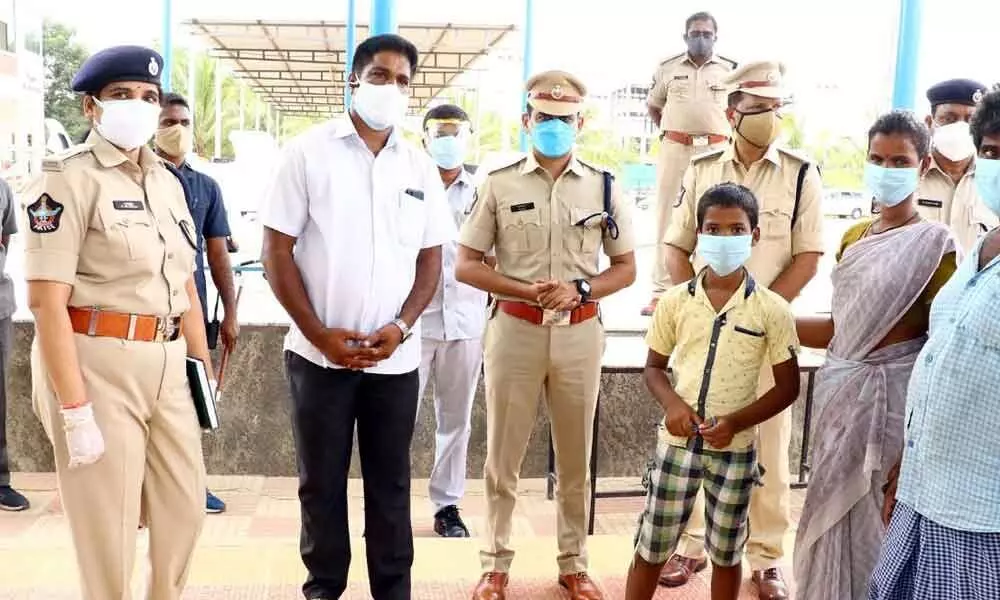 Urban SP Ch Venkata Appala Naidu interacting with children rescued in Operation Muskan in Tirupati