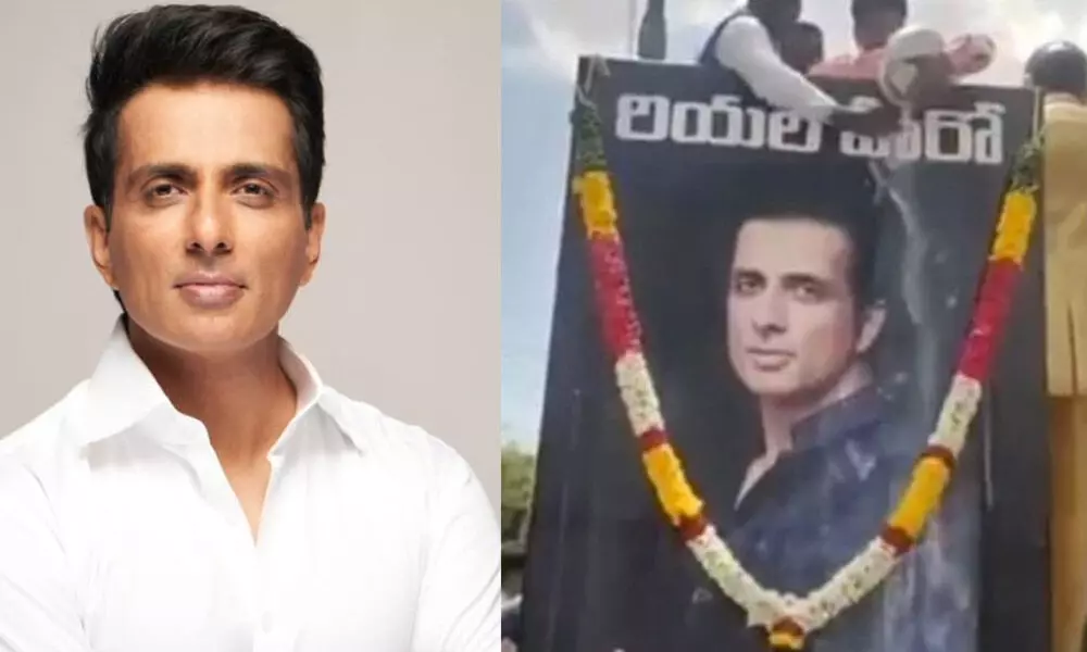 Sonu Soods life-size poster poured with milk in APs Srikalahasti, actor replies he is Humbled