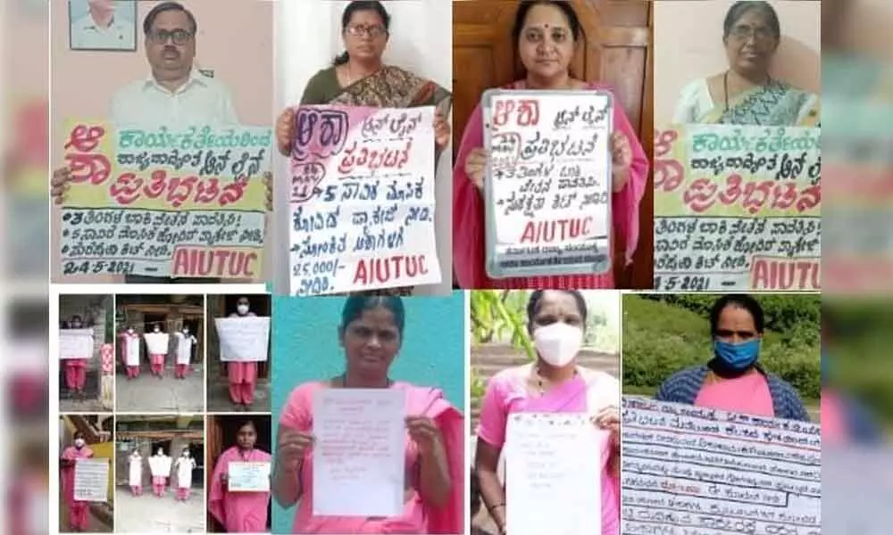 ASHA workers hold protests, demand issues to be resolved