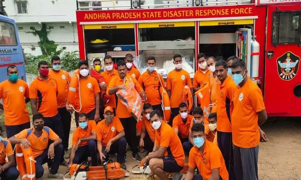 NDRF teams arrive at seacoast villages in Itchapuram mandal in Srikakulam district on Tuesday