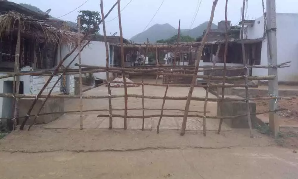 Barricades are being placed at entry and exit points of Kumbidi Ichchapuram which did not register a single Covid-19 case so far in Srikakulam district