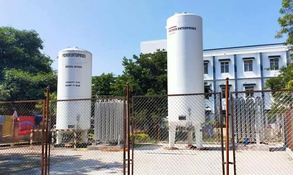 The existing oxygen tanks in MGM Hospital in Warangal