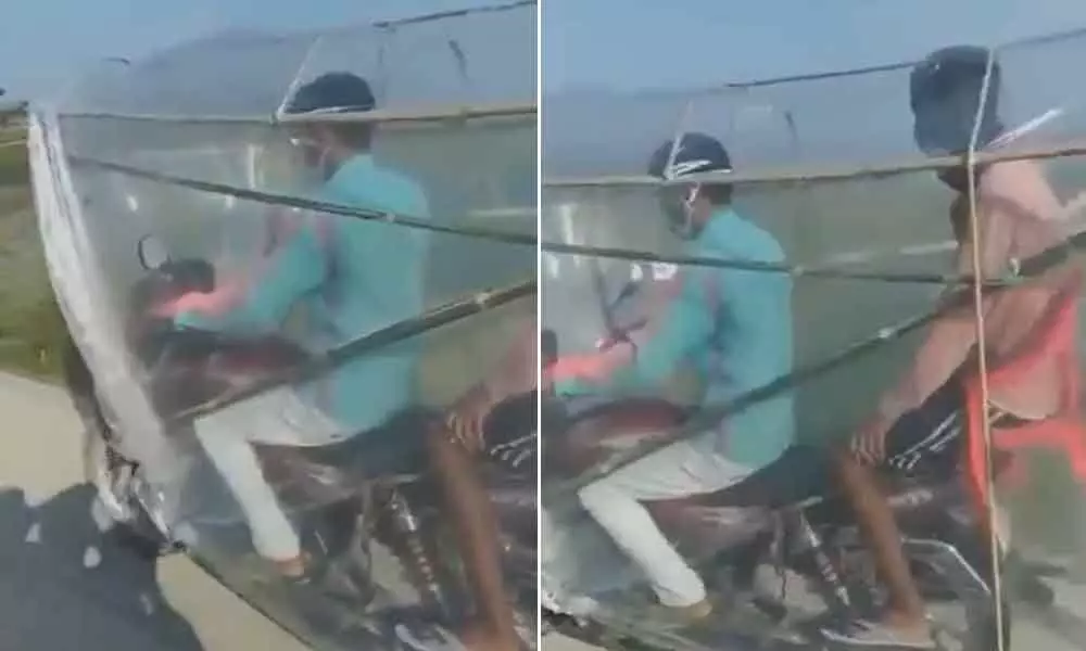 Man Turning His Bike Into Bubble