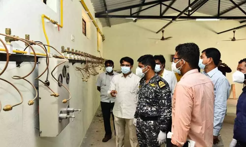 Naval team working at an oxygen plant