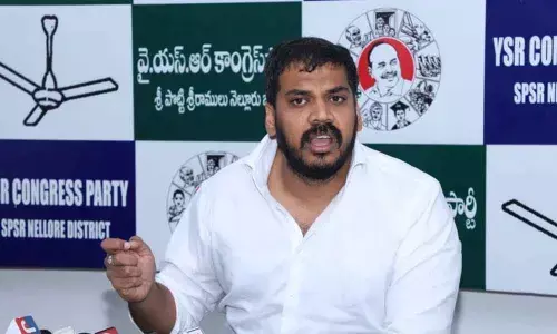 Minister for Water Resources  Dr P Anil Kumar Yadav addressing media at the party office in Nellore on Saturday