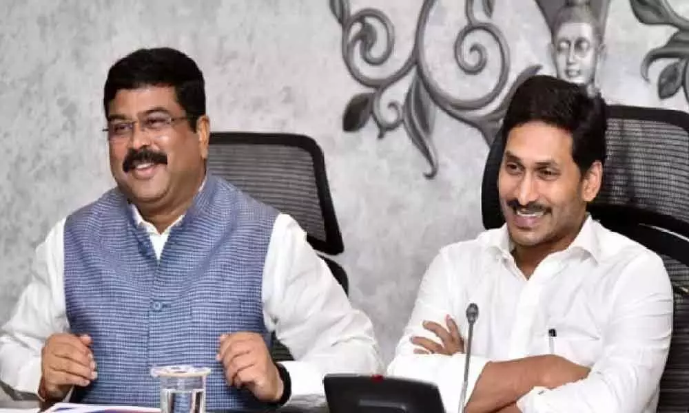 Union Minister Dharmendra Pradhan lauded Chief Minister YS Jagan Mohan Reddy ( File Photo)
