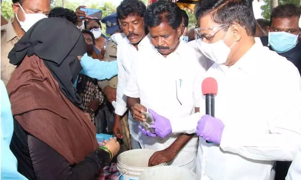 Herbal concoction was being distributed to the people in Krishnapatnam recenlty
