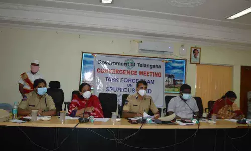 Commissioner of Police Tarun Joshi speaking at the convergence meeting on spurious seed in Warangal on Monday