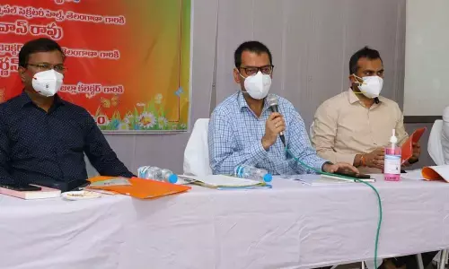 Principal Secretary of State Medical and Health Department SAM Rizvi speaking at a review meeting at Madhira on Tuesday