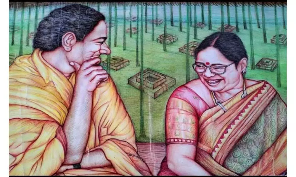 KTR Son Himanshu Impresses Over Twitterites Pencil Sketch Of KCR And His Wife